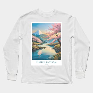 Vintage Retro Cherry Blossom Art Japan Long Sleeve T-Shirt